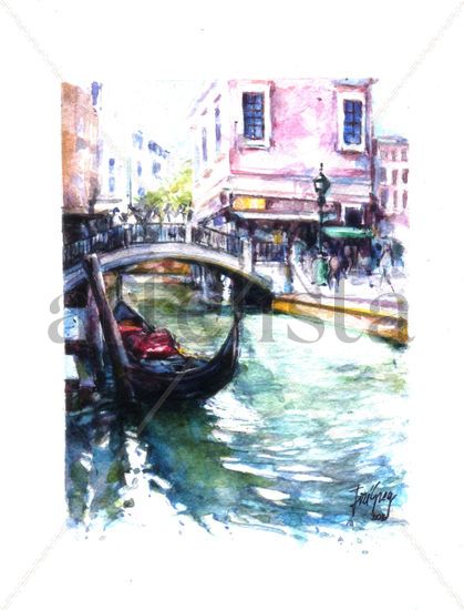 Canal de Venecia Watercolour Card Landscaping