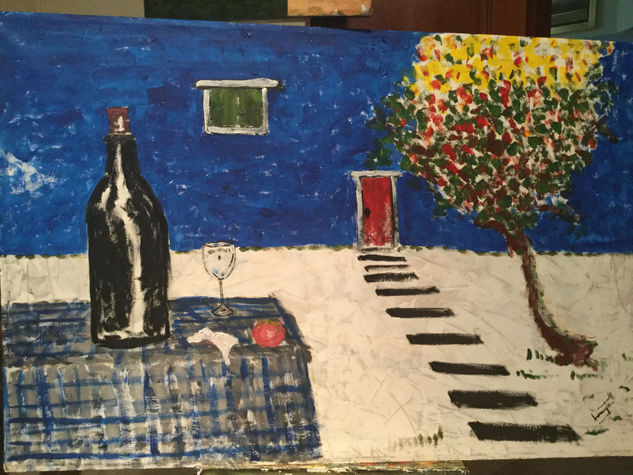 Vino en el jardin Oil Canvas Still Life Paintings