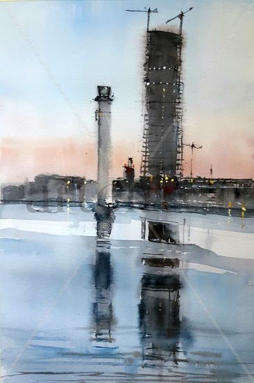 Torre Pelli, Sevilla Watercolour Paper Landscaping