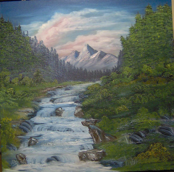 Cascada a la vall.. Oil Textile Landscaping