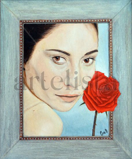 Rosa roja Oil Canvas Portrait