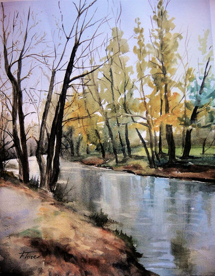 Arboles junto al rio Watercolour Paper Landscaping