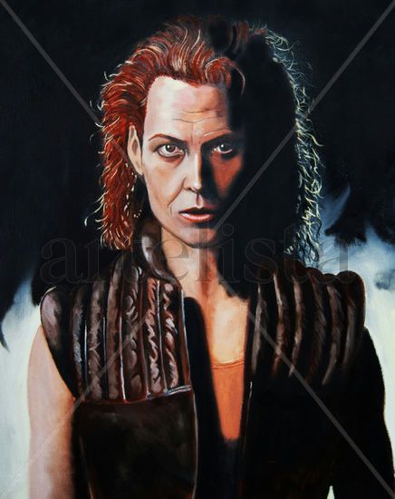 SIGOURNEY WEAVER "ALIEN RESURRECTION" Oil Canvas Portrait