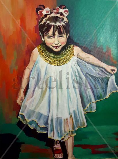 La pequeña Lúa Acrylic Canvas Figure Painting