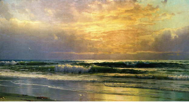 OCASO WILLIAM TROST RICHARDS Óleo Lienzo Marina