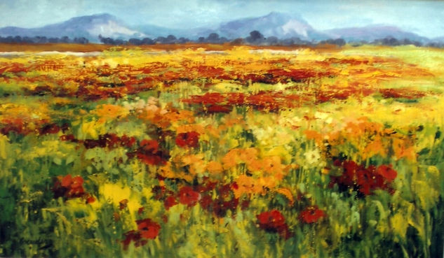 Campo de amapolas Oil Canvas Landscaping