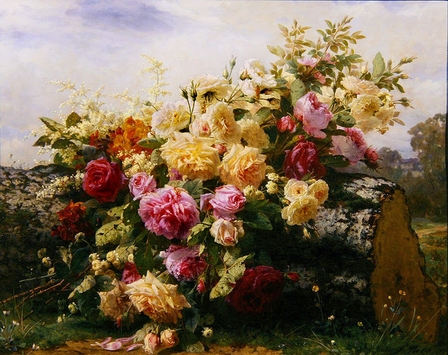 FLORES DE JEAN BAPTISTE ROBIE Óleo Lienzo Floral