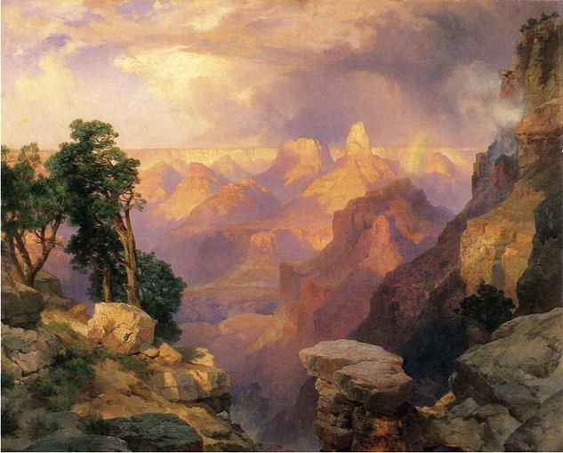 ATARDECER THOMAS MORANS Óleo Lienzo Paisaje