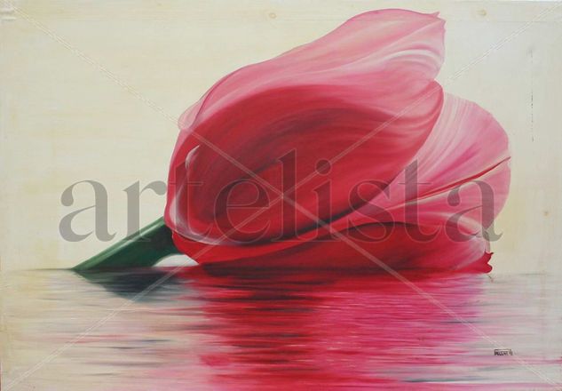 Paqui Millán: tulipán Oil Canvas Floral Painting