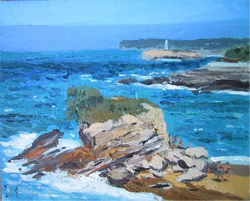 PLAYA DEL CAMELLO (SANTANDER) Oil Panel Marine Painting