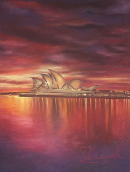 Noche en Sydney Pastel Paper Landscaping