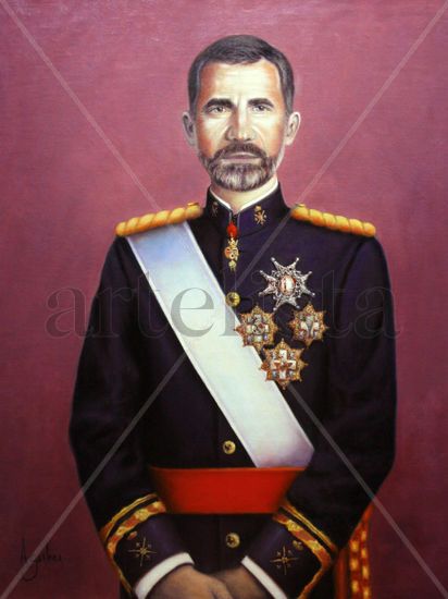 FELIPE 6 REY DE ESPAÑA Oil Canvas Portrait