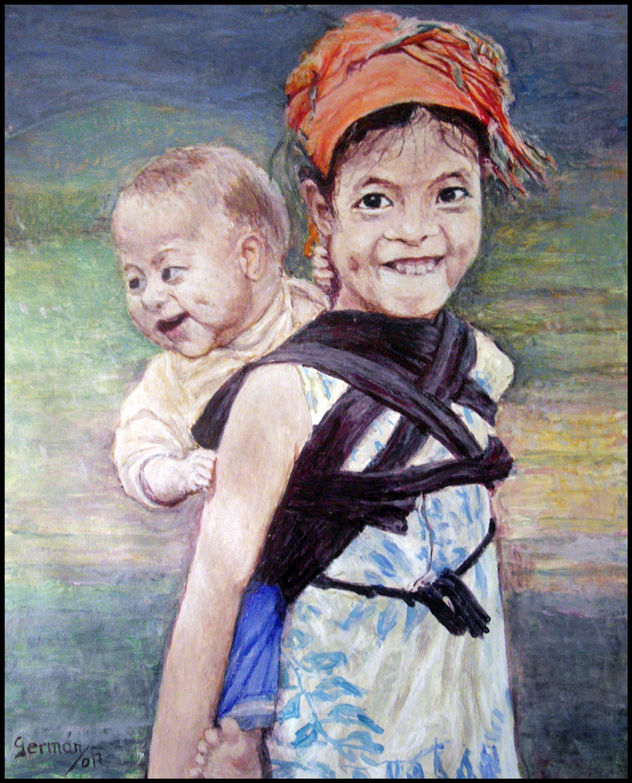 Niña cuidando a su hermanito