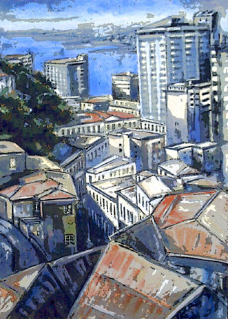 Subida Almirante Montt Media Mixta Tela Paisaje