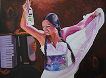 Lila Downs y su mezcalito Acrylic Canvas Portrait