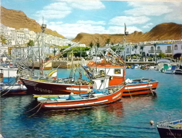 Pto. Mogán (Gran Canaria) Oil Canvas Marine Painting