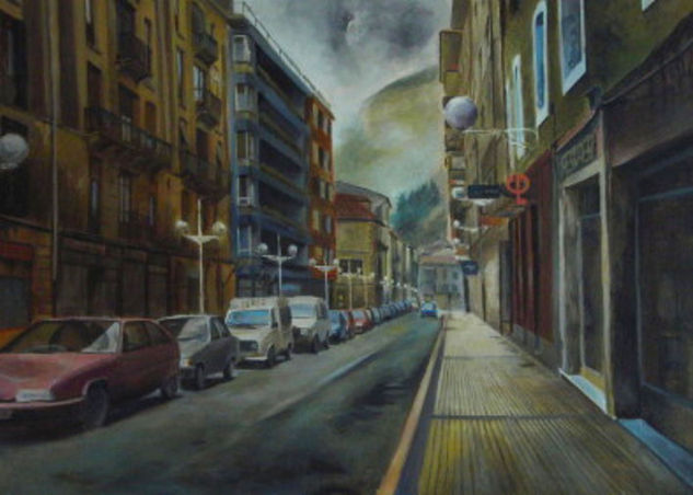 Calle Central de Zumárraga Oil Canvas Landscaping