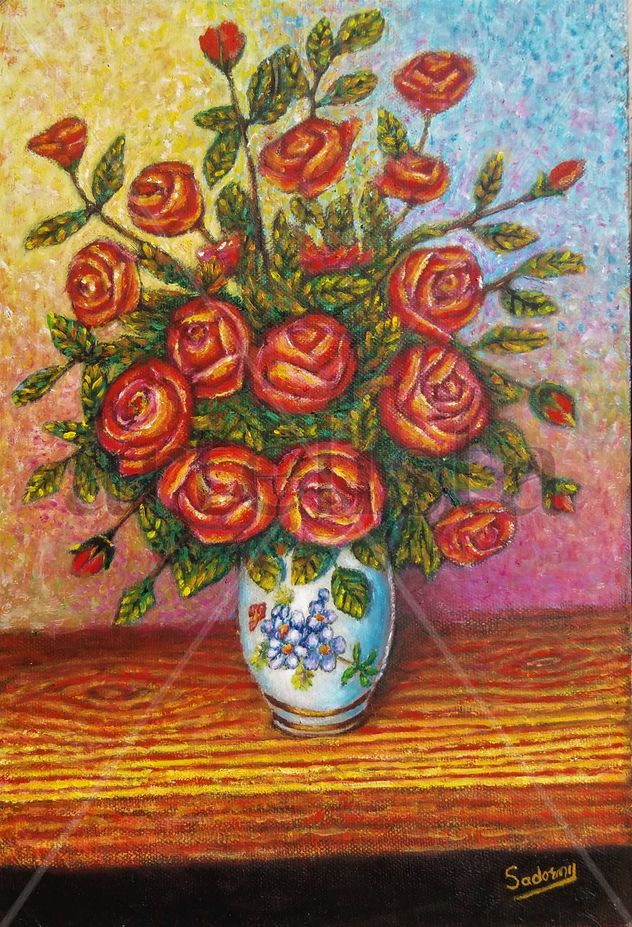 tabla jarron con flores