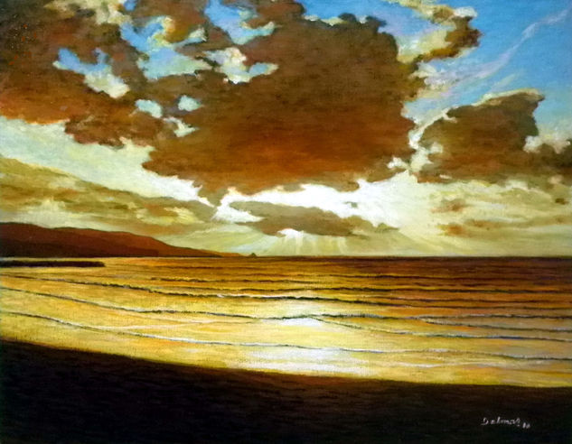 Atardecer en Las Canteras Acrylic Canvas Marine Painting