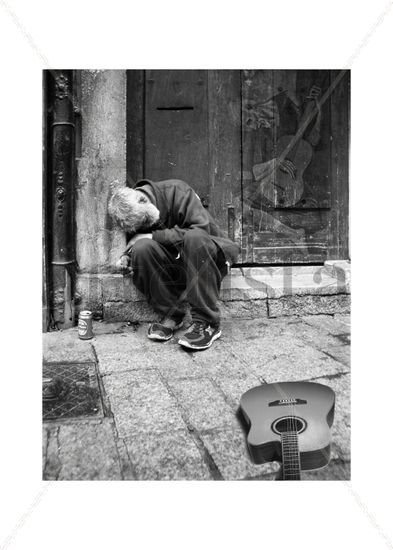 Blind guitar Portrait Black and White (Digital)