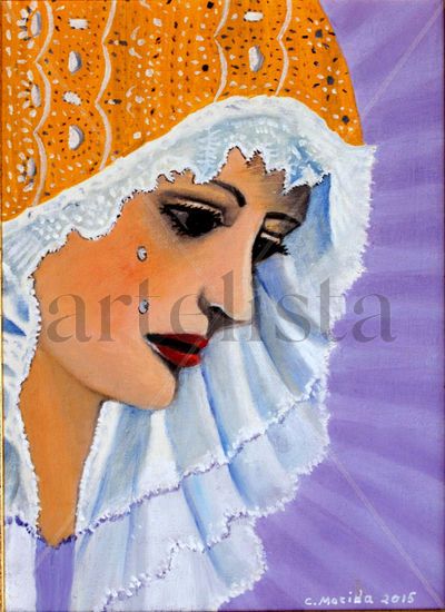 Imagen Virgen Oil Canvas Figure Painting