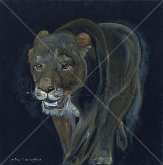 Lioness Oil Textile Animals