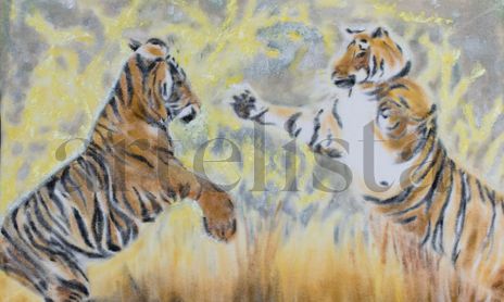 Oil paintings on velvet