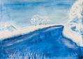 Winter landscape on white velvet