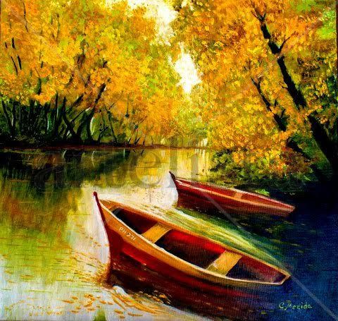 Tranquilidad en el lago Oil Canvas Landscaping