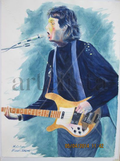 Paul McCartney Acuarela Papel Figura