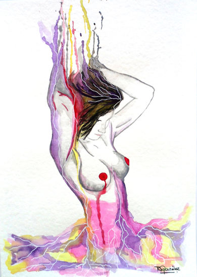 Amor en pérdida Watercolour Paper Nude Paintings