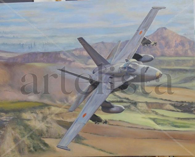 avion maniobrando Oil Canvas Landscaping