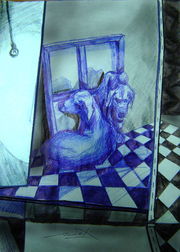 Tras La Tela (Boceto)Boligrafo