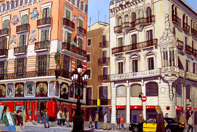 ramblas barcelona Mixed media Panel Landscaping