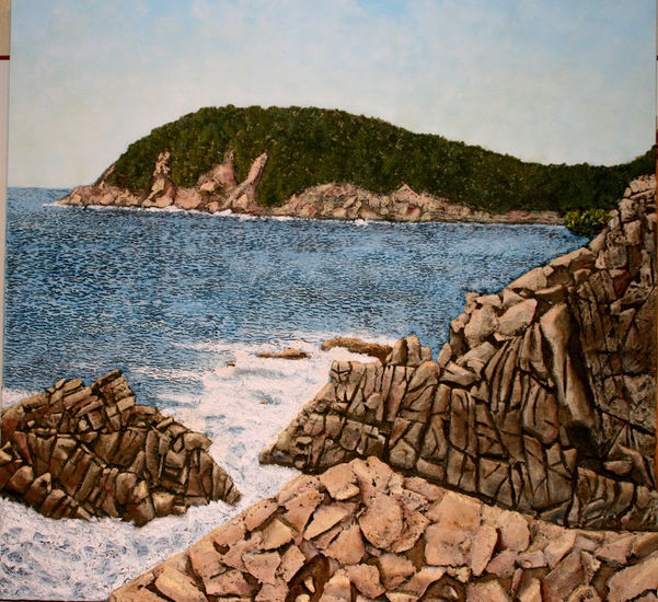 costa brava Mixed media Panel Marine Painting