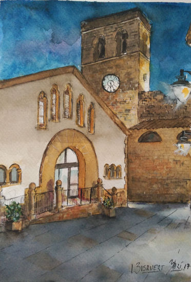 Xabia, mercat i esglesia- Jávea Watercolour Paper Landscaping