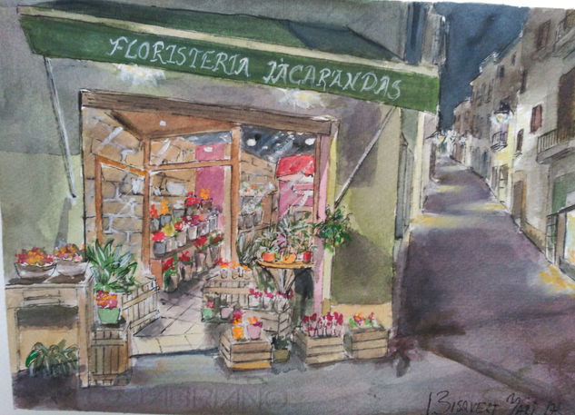 Carrer casc antic Xàbia Watercolour Paper Landscaping