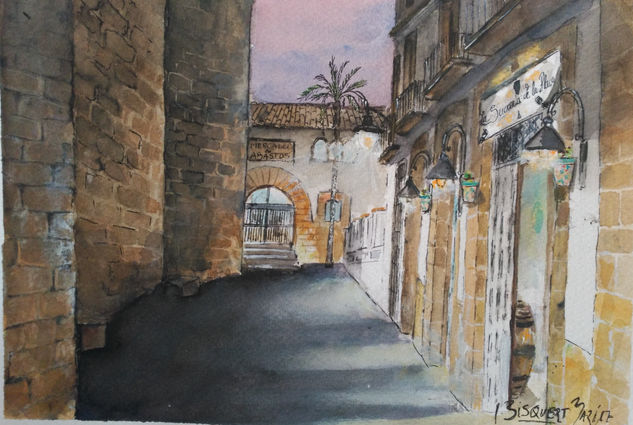 Carrer casc antic de Xàbia Watercolour Paper Landscaping