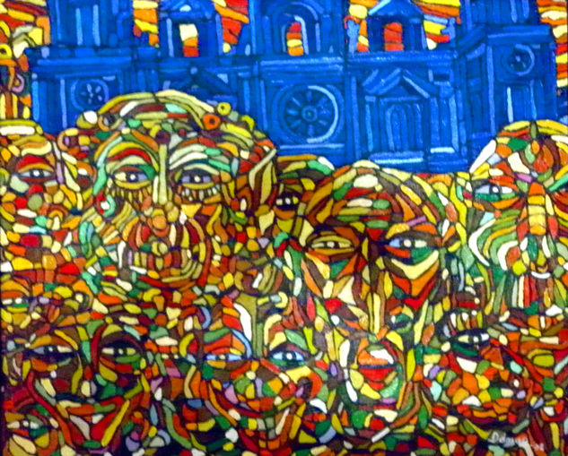 Catedral y Carnaval Oil Canvas Figure Painting