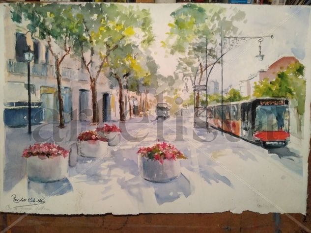 PASSEIG DE GRACIA  Barcelona Watercolour Card Landscaping