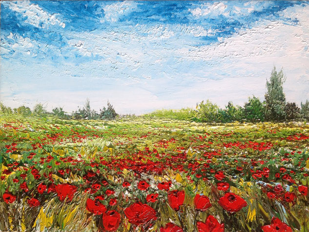 Campo de amapolas Oil Canvas Landscaping