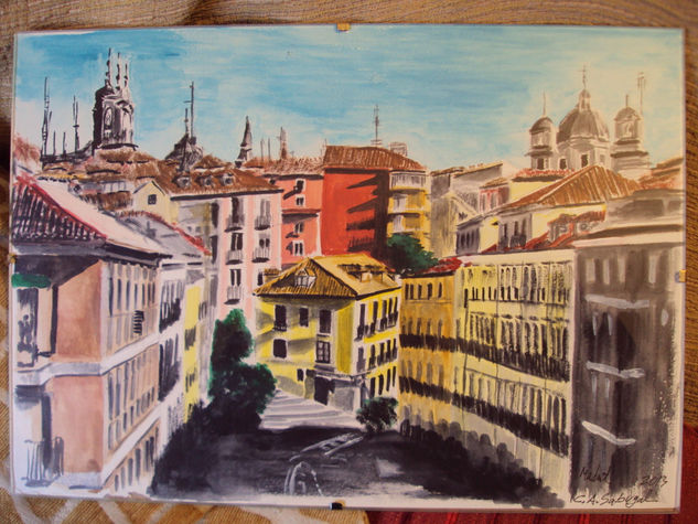 Calle Segovia desde el viaducto Watercolour Paper Landscaping