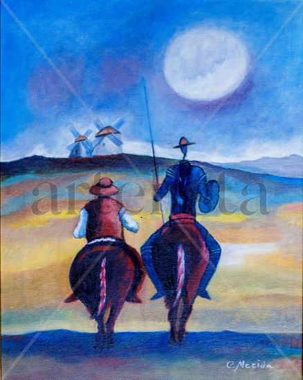 Dº Quijote y Sancho Oil Canvas Figure Painting