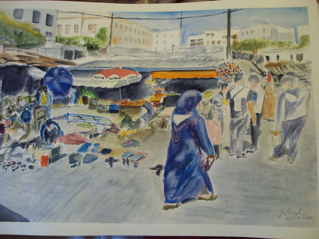 Mercado en Tánger Watercolour Paper Landscaping