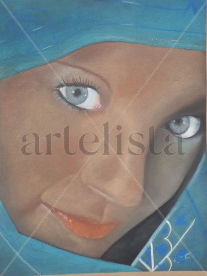 cara bonita Pastel Card Figure Painting