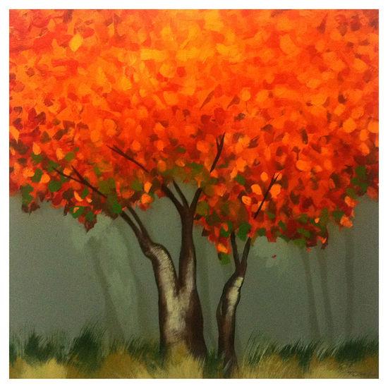 arbol naranja Acrylic Canvas Landscaping