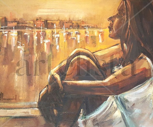 Mujer mirando al puerto