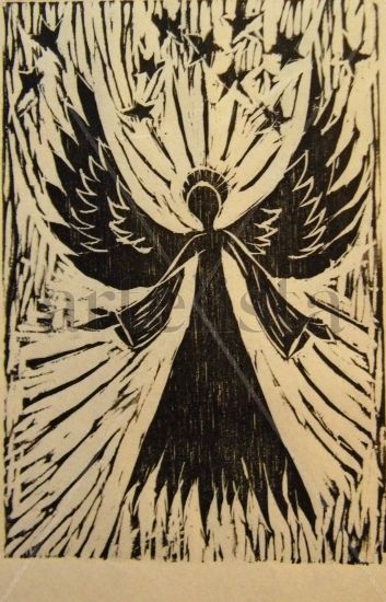 Angel de mi Guarda Woodcut