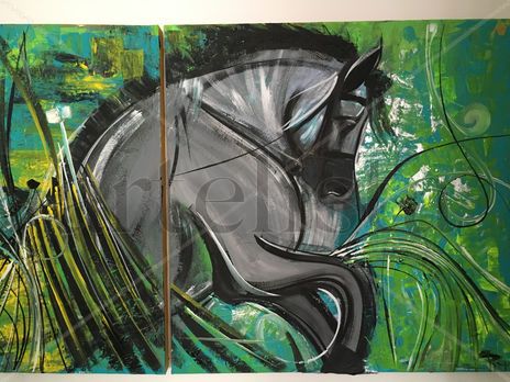 Horse in green