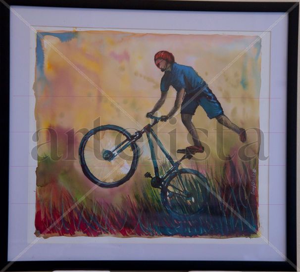 Salto en bici Watercolour Paper Sports